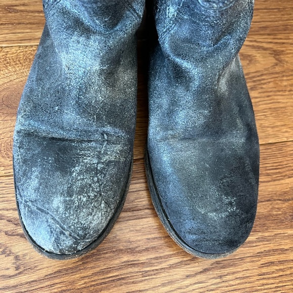 Grey/Black Frye glazed distressed crackle Melissa Pull on riding boots - Picture 7 of 16